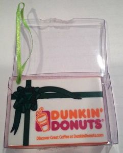 2001 DD Holiday Donut Box Lt Gn Ribbon