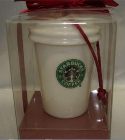 2004 White To Go Cup Ornament Small Logo
